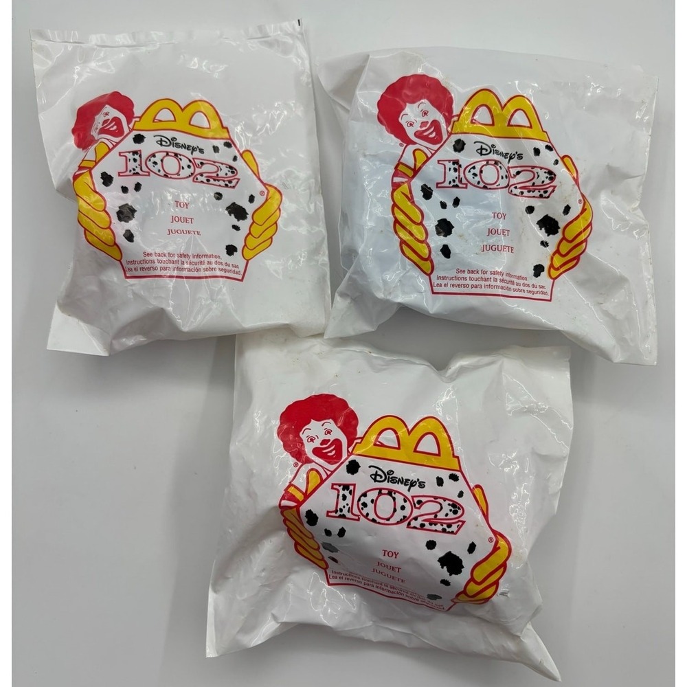 McDonald's 2000 Happy Meal Toys 102 Dalmatians Blind‎ Bags Sealed Lot of 3